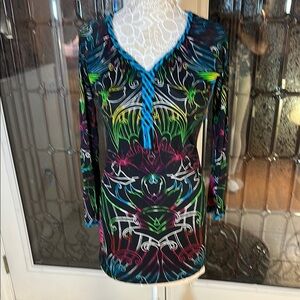 Colorful Patterned Long Sleeve Dress